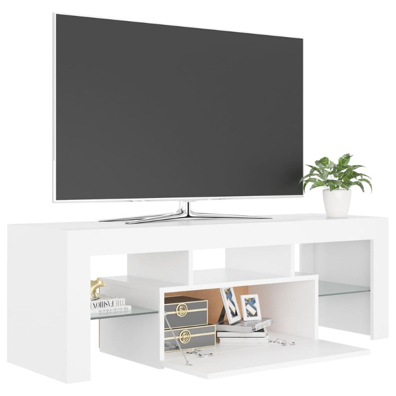 Tv Cabinet With Led Lights White 120X35x40 Cm