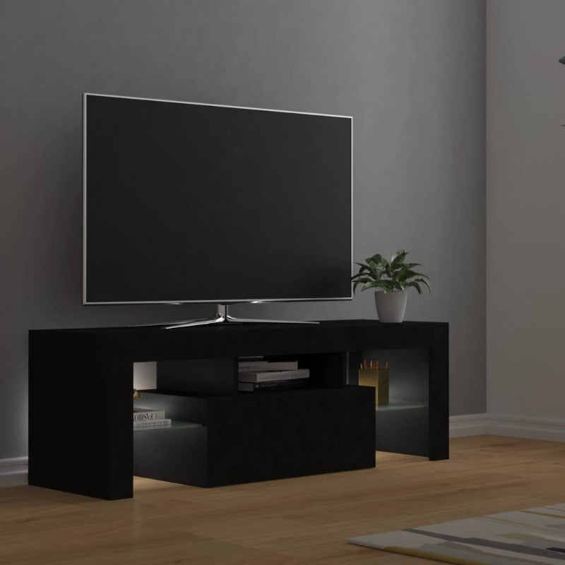 Tv Cabinet With Led Lights Black 120X35x40 Cm