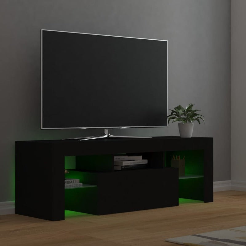 Tv Cabinet With Led Lights Black 120X35x40 Cm