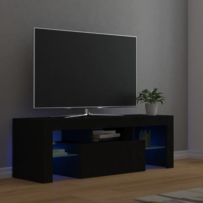 Tv Cabinet With Led Lights Black 120X35x40 Cm