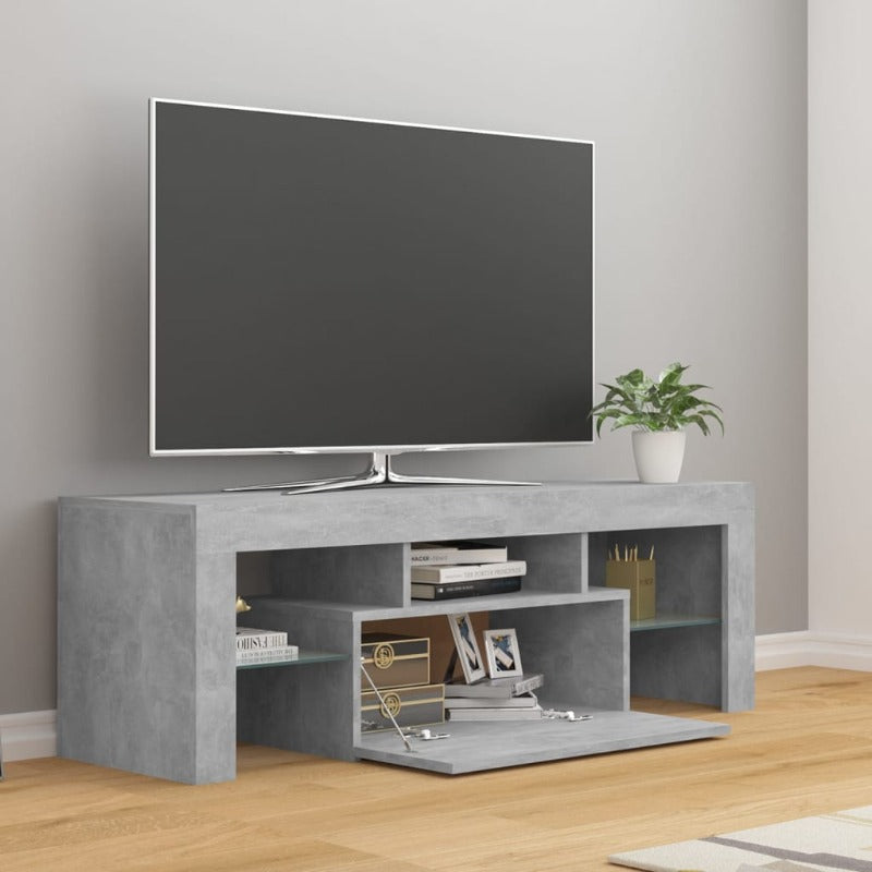 Tv Cabinet With Led Lights Concrete Grey 120X35x40 Cm