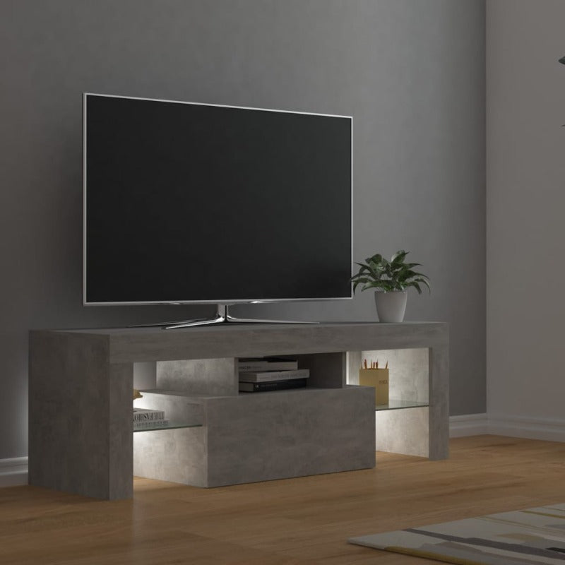 Tv Cabinet With Led Lights Concrete Grey 120X35x40 Cm