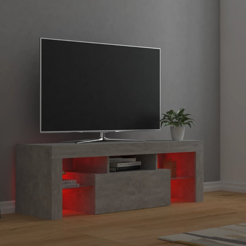 Tv Cabinet With Led Lights Concrete Grey 120X35x40 Cm