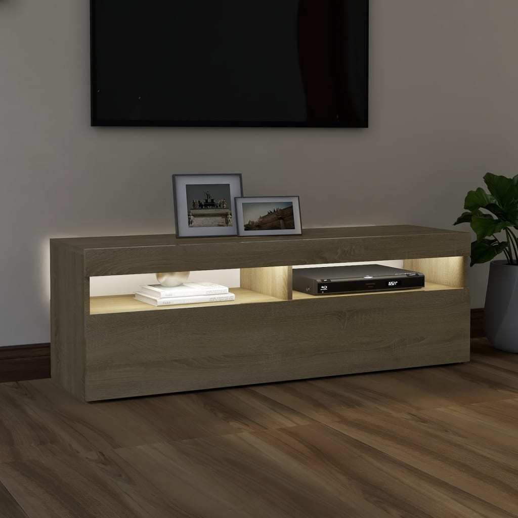 Tv Cabinet With Led Lights Sonoma Oak 120X35x40 Cm