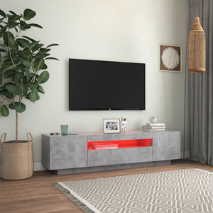 Tv Cabinet With Led Lights Concrete Grey 160X35x40 Cm