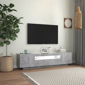 Tv Cabinet With Led Lights Concrete Grey 160X35x40 Cm