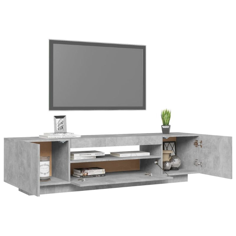 Tv Cabinet With Led Lights Concrete Grey 160X35x40 Cm