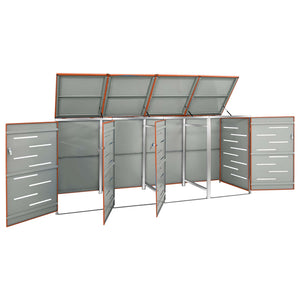 Quadruple Wheelie Bin Shed 276.5X77.5X112.5 Cm Stainless Steel