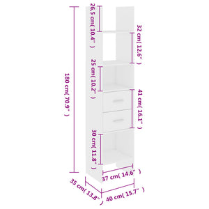 Book Cabinet White 40X35x180 Cm Engineered Wood