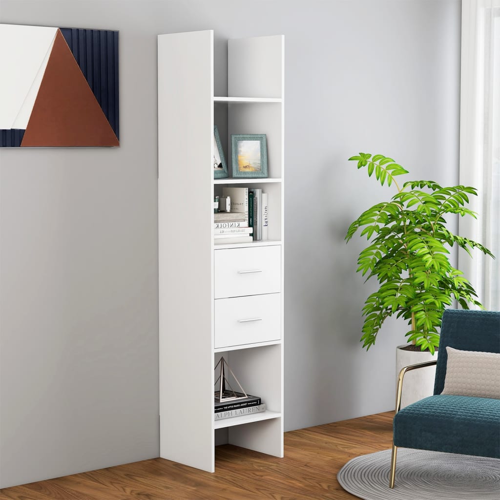 Book Cabinet White 40X35x180 Cm Engineered Wood