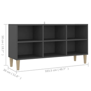 Tv Cabinet With Solid Wood Legs Grey 103.5X30x50 Cm