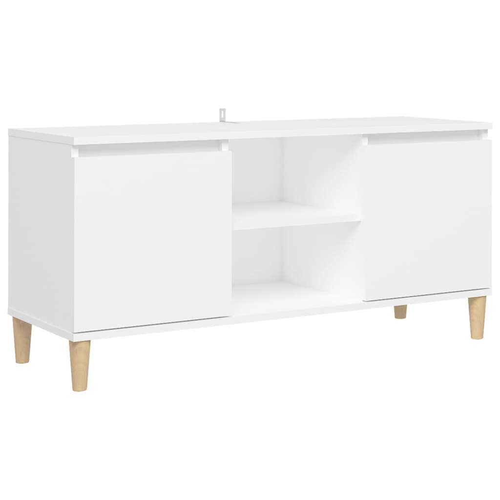 Tv Cabinet With Solid Wood Legs White 103.5X35x50 Cm