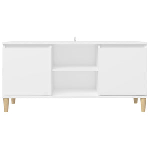 Tv Cabinet With Solid Wood Legs White 103.5X35x50 Cm