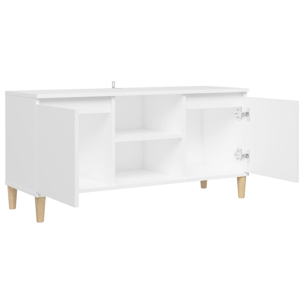 Tv Cabinet With Solid Wood Legs White 103.5X35x50 Cm