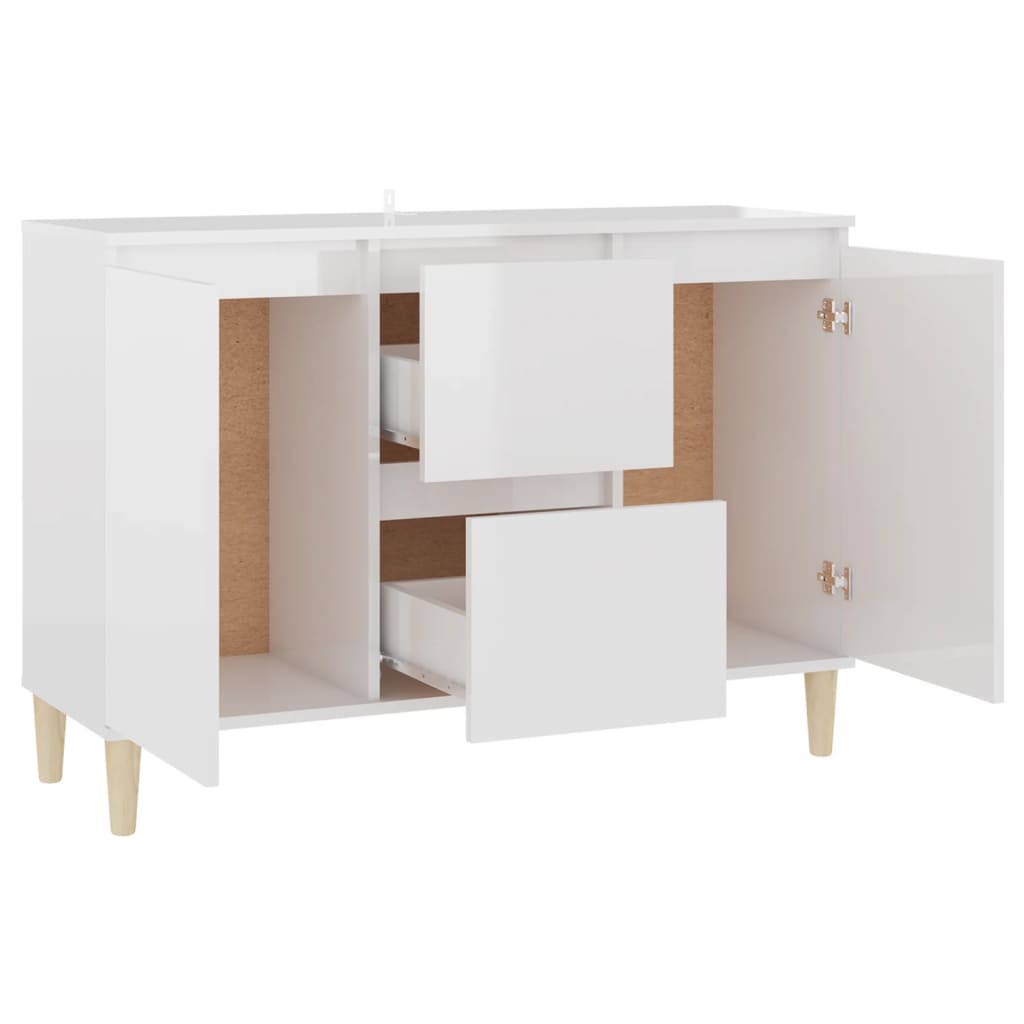 Sideboard High Gloss White 101X35x70 Cm Engineered Wood