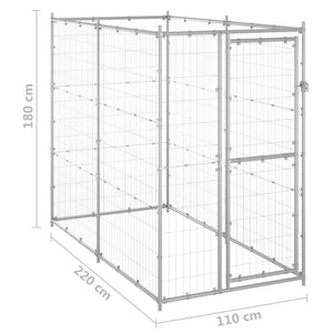 Outdoor Dog Kennel Galvanised Steel 110X220x180 Cm