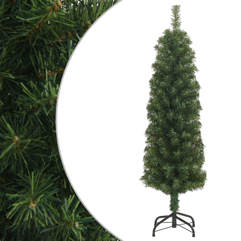 Slim Artificial Christmas Tree With Stand Green 120 Cm Pvc