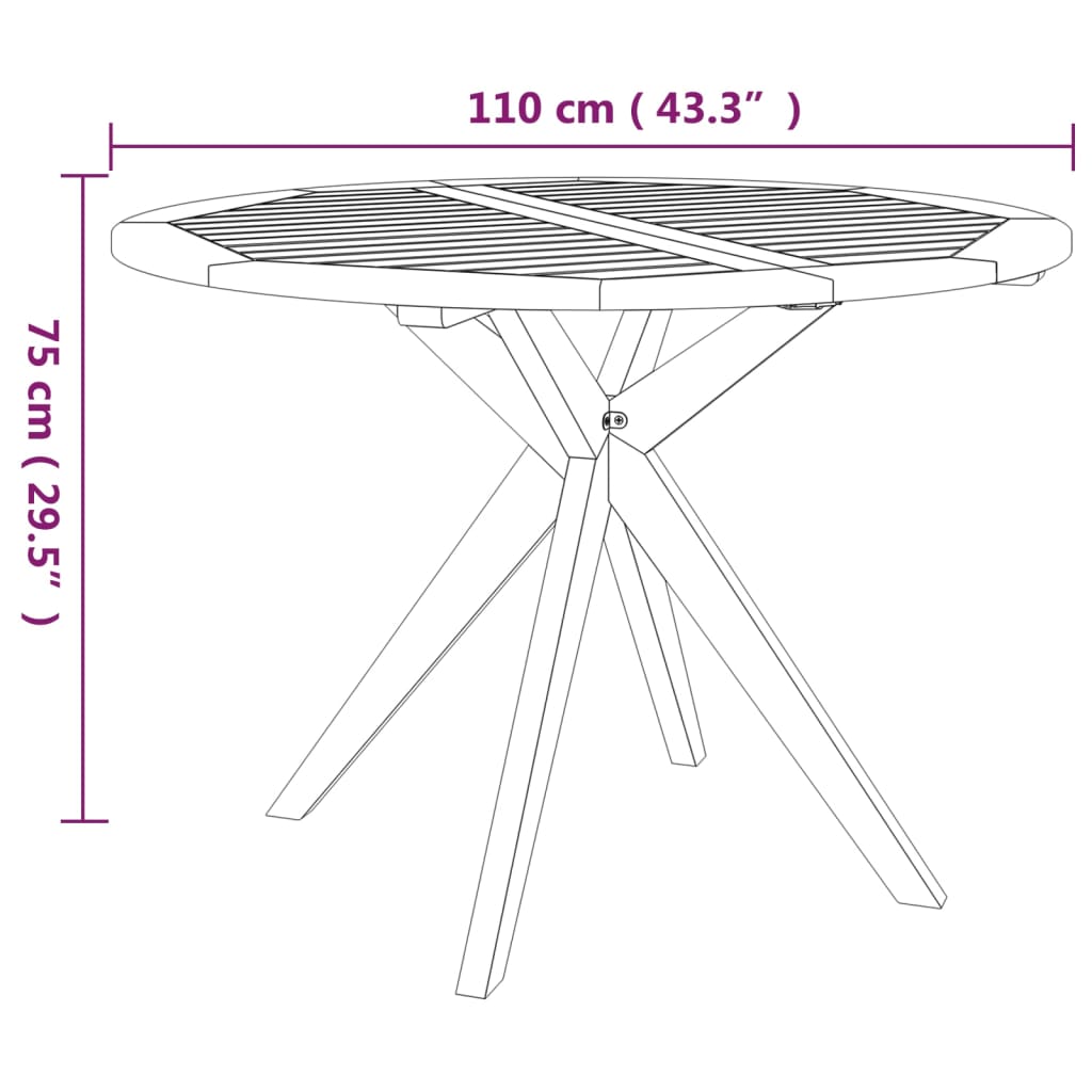 Garden Table 110X110x75 Cm Solid Wood Acacia