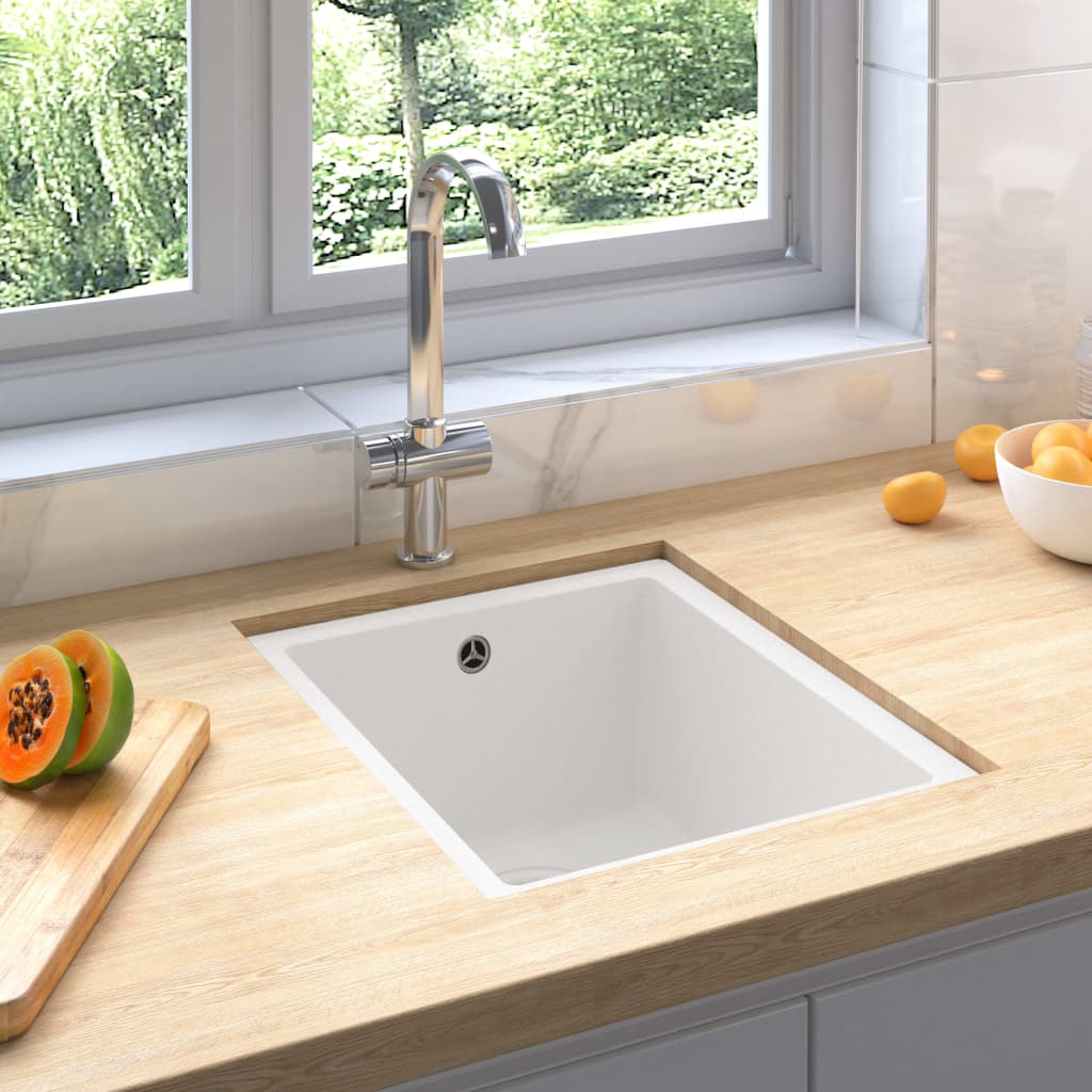 Kitchen Sink With Overflow Hole White Granite