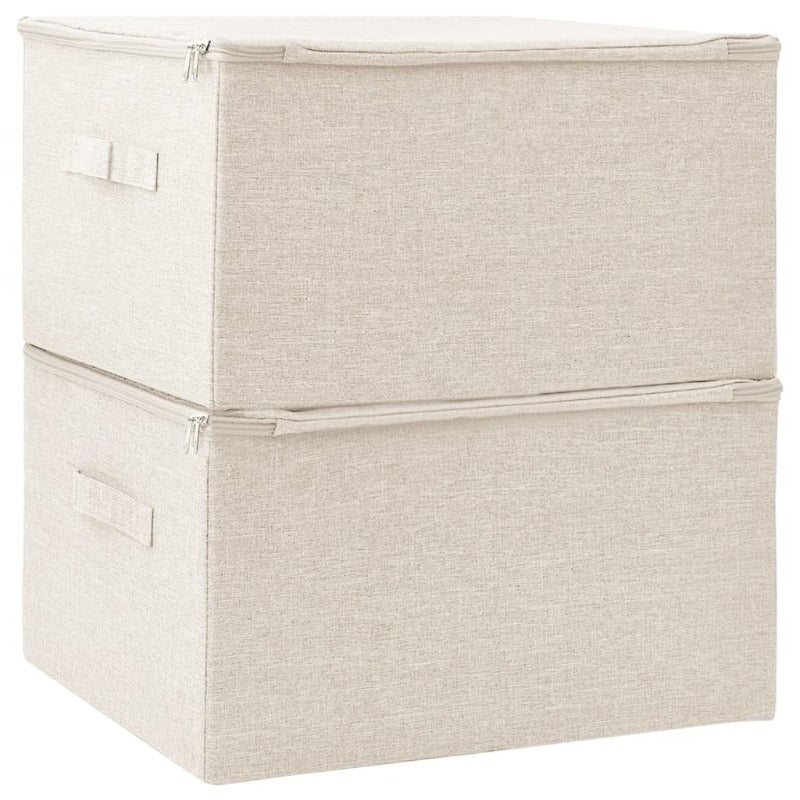 Storage Boxes 2 Pcs Fabric 43X34x23 Cm Cream