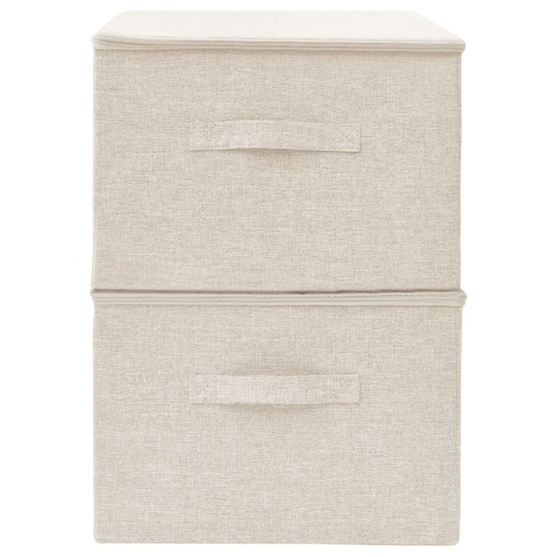 Storage Boxes 2 Pcs Fabric 43X34x23 Cm Cream