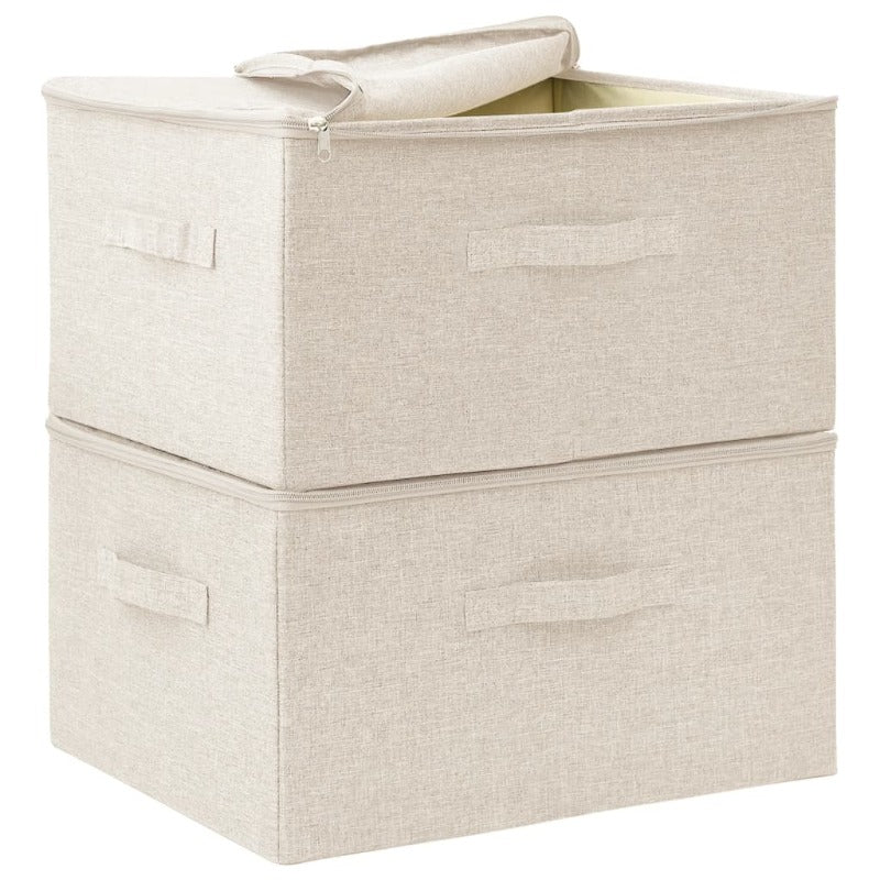 Storage Boxes 2 Pcs Fabric 43X34x23 Cm Cream