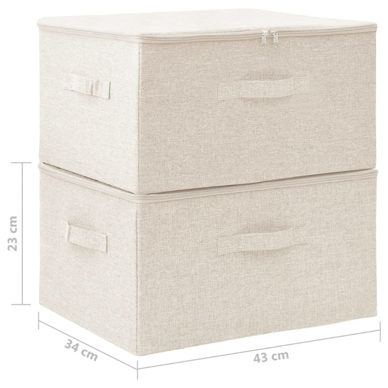 Storage Boxes 2 Pcs Fabric 43X34x23 Cm Cream