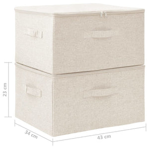 Storage Boxes 2 Pcs Fabric 43X34x23 Cm Cream