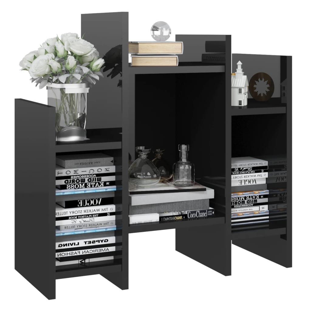 Side Cabinet High Gloss Black 60X26x60 Cm Engineered Wood