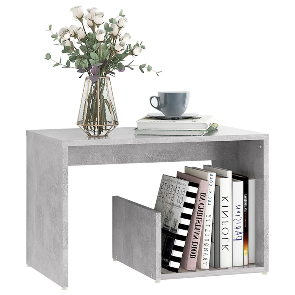 Side Table Concrete Grey 59X36x38 Cm Engineered Wood