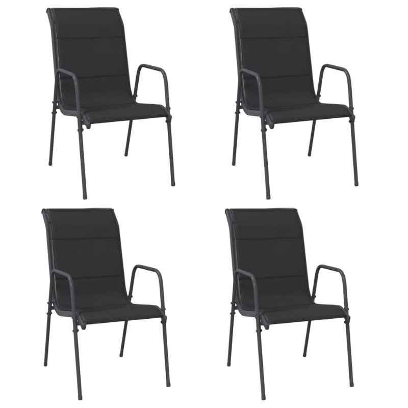 Garden Chairs 4 Pcs Steel And Textilene Black