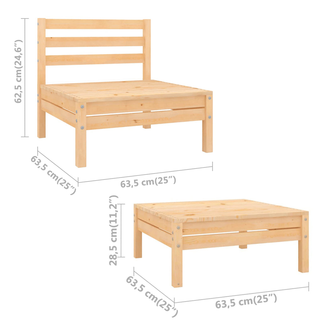 3 Piece Garden Lounge Set Solid Pinewood