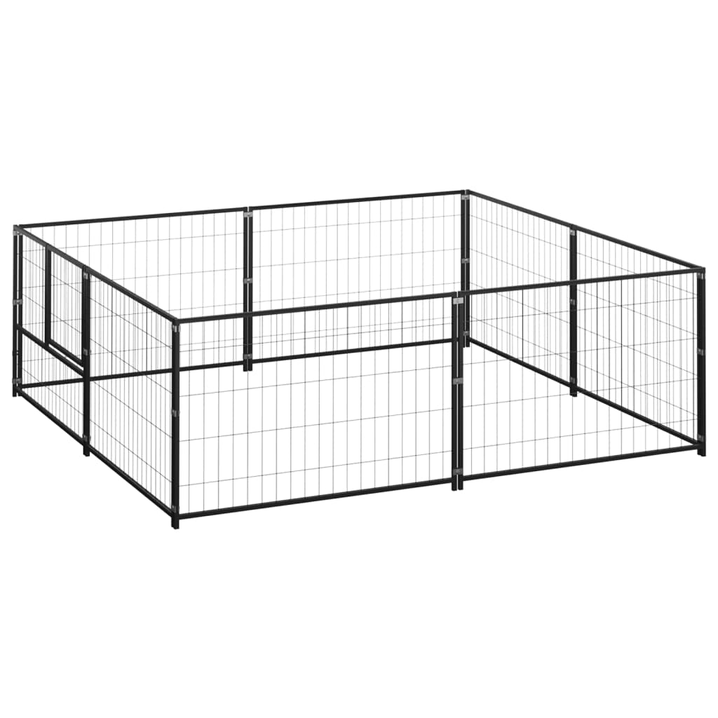 Dog Kennel Black 4 M Steel