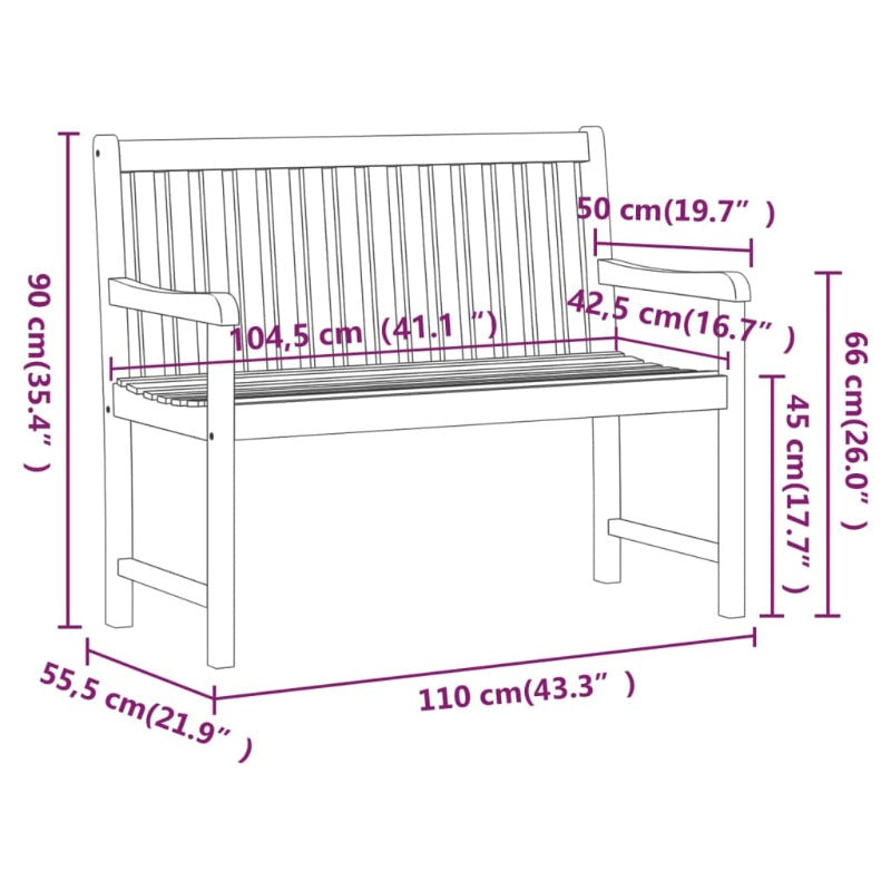 Garden Bench 110 Cm Solid Acacia Wood