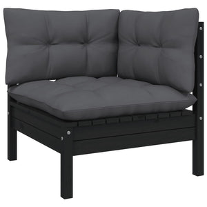 3 Piece Garden Lounge Set With Cushions Black Solid Pinewood