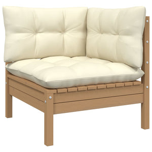 3 Piece Garden Lounge Set With Cream Cushions Solid Pinewood