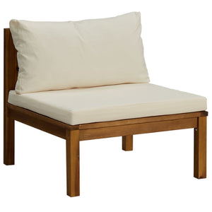 5 Piece Garden Lounge Set With Cream Cushion Solid Acacia Wood