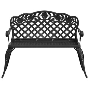 Garden Bench 108 Cm Cast Aluminium Black