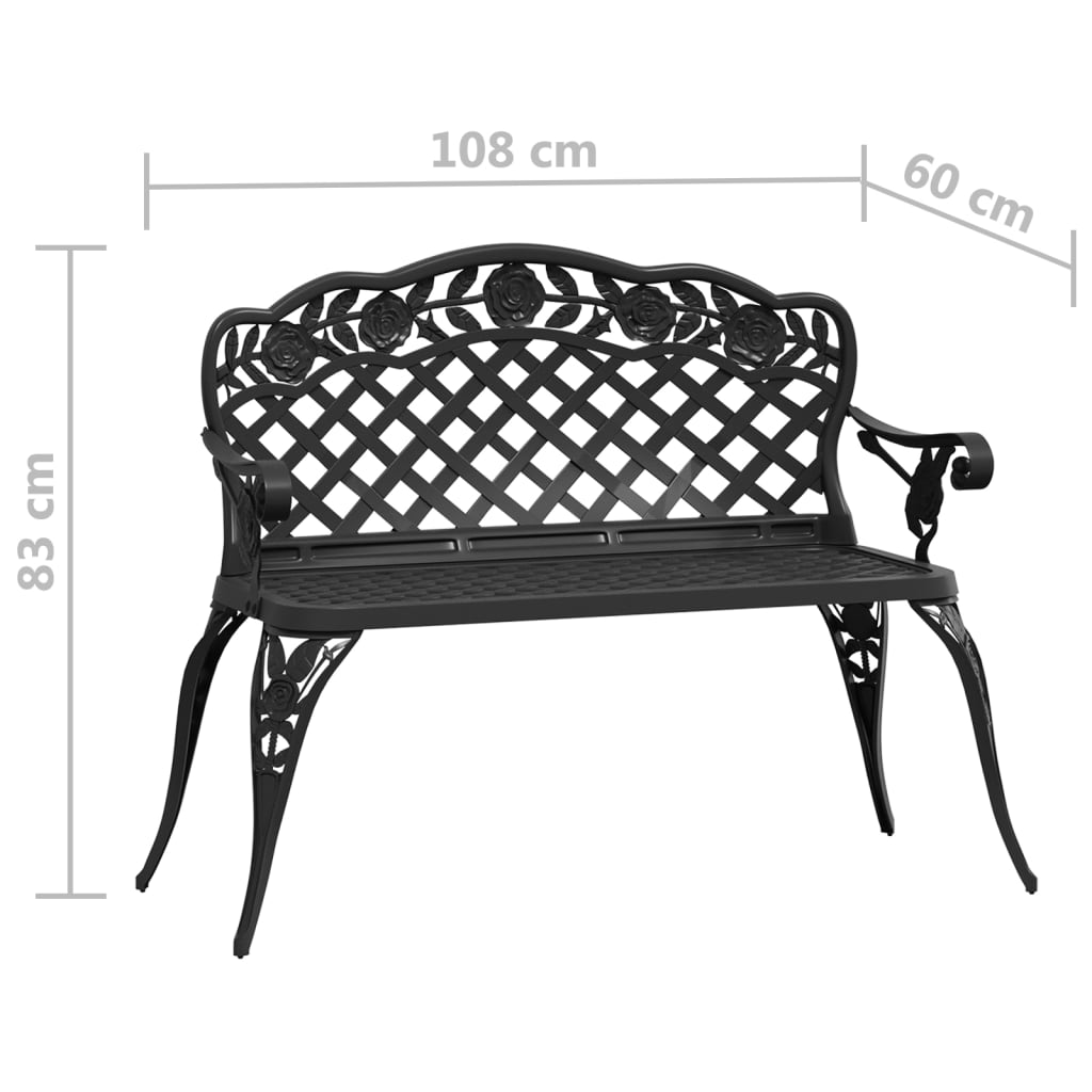 Garden Bench 108 Cm Cast Aluminium Black