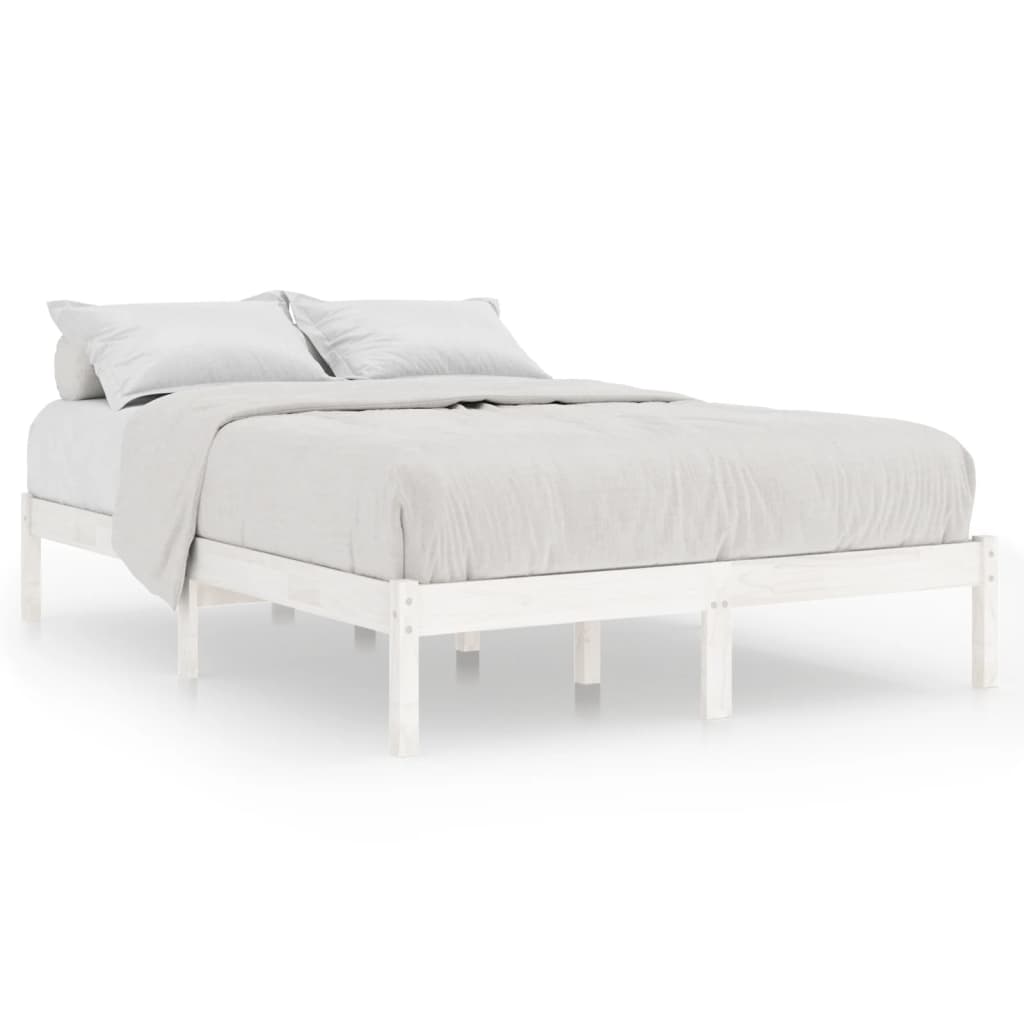 Bed Frame White Solid Wood 183X203 Cm King Size