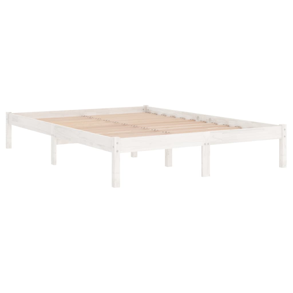 Bed Frame White Solid Wood 183X203 Cm King Size