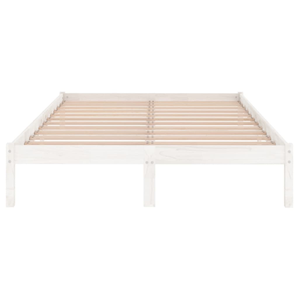 Bed Frame White Solid Wood 183X203 Cm King Size