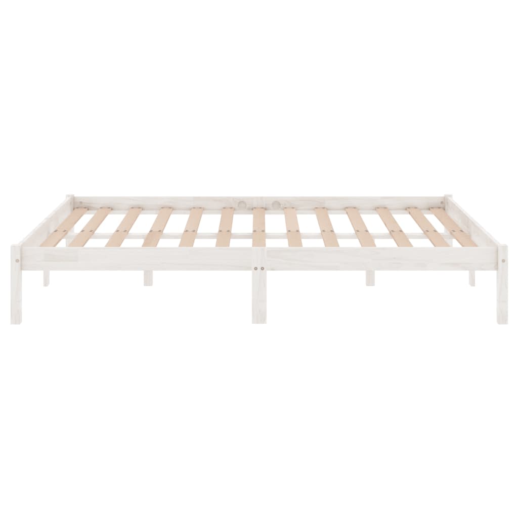 Bed Frame White Solid Wood 183X203 Cm King Size