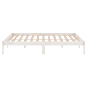 Bed Frame White Solid Wood 183X203 Cm King Size