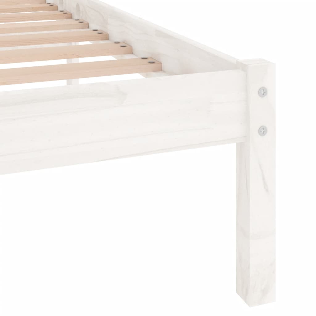 Bed Frame White Solid Wood 183X203 Cm King Size