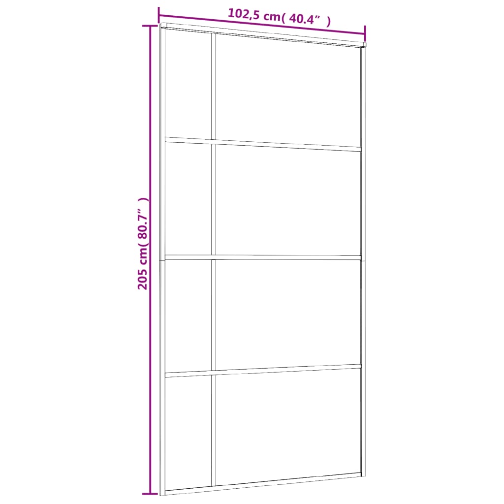 Sliding Door Frosted Esg Glass And Aluminium 102.5X205 Cm Black