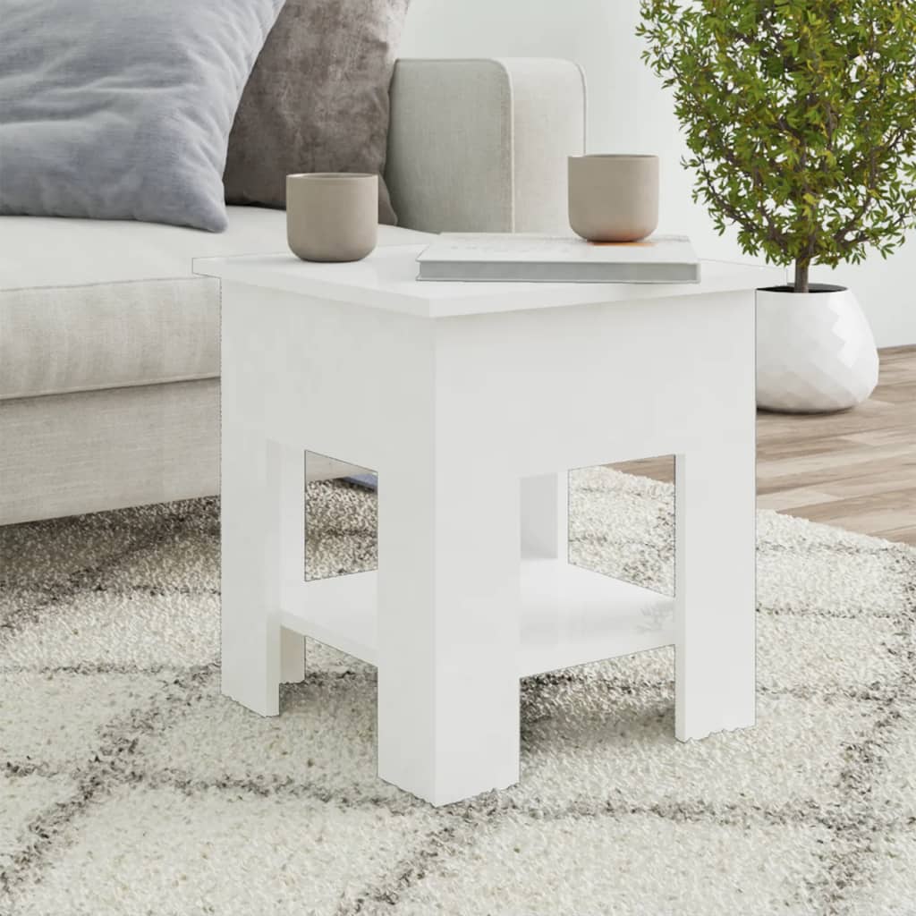 Coffee Table High Gloss White 40X40x42 Cm Engineered Wood