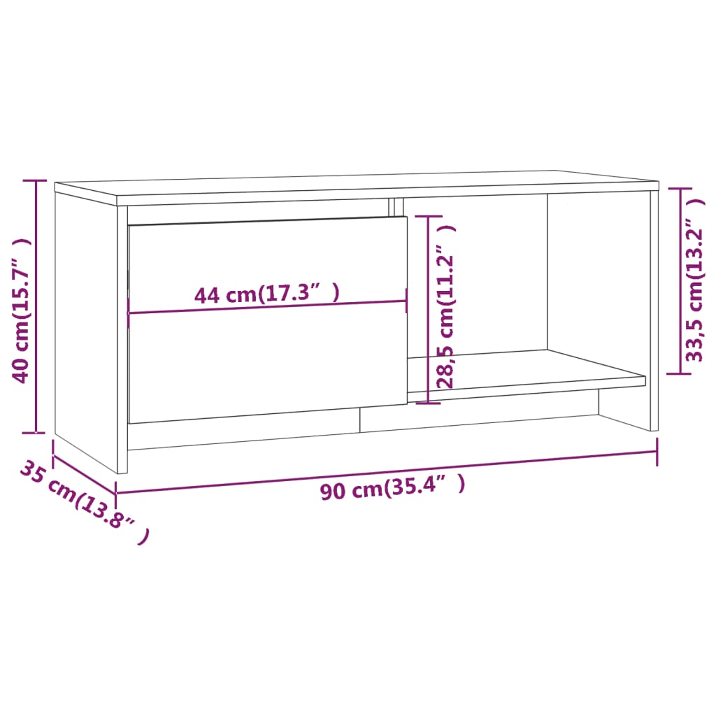 Tv Cabinet Brown Oak 90X35x40 Cm Engineered Wood