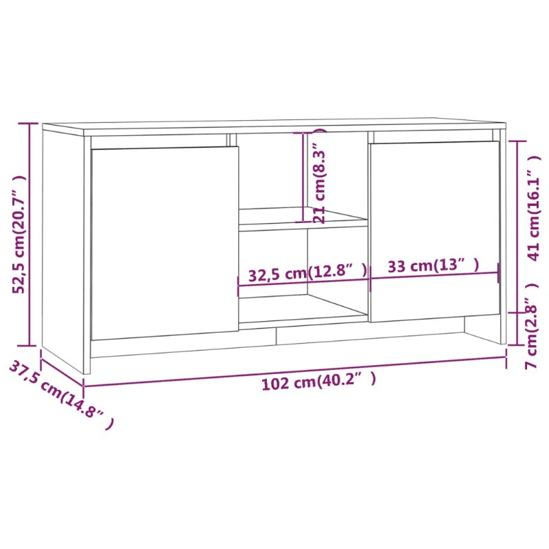 Tv Cabinet Grey Sonoma 102X37.5X52.5 Cm Engineered Wood