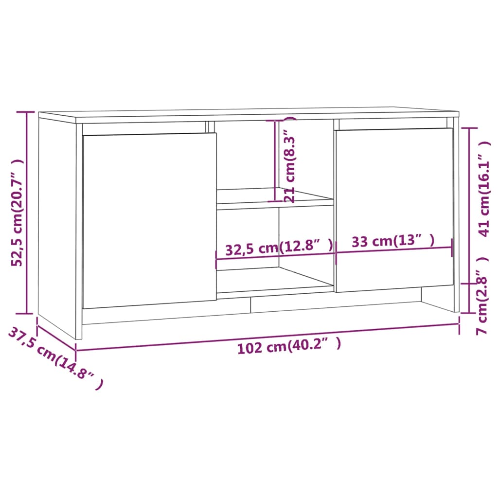 Tv Cabinet Brown Oak 102X37.5X52.5 Cm Engineered Wood